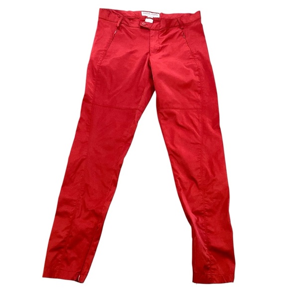 GUESS Jeans Red Chino Pants Y34A0148 Slim Fit Size 31 Y2K Shiny Stretchy Sexy - Picture 1 of 14